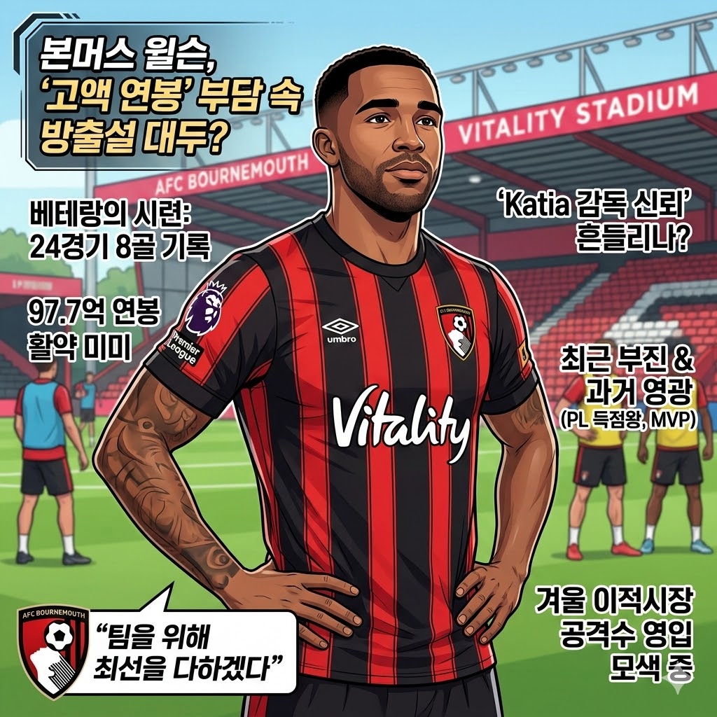 본머스, 윌슨 방출 칼 빼나? [97억 연봉값 못해]